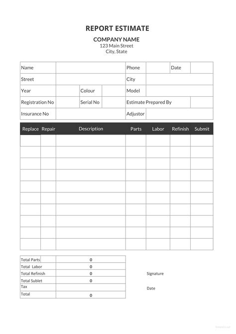 Free Home Repair Estimate Template