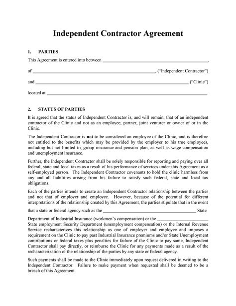 Free Independent Contractor Agreement Template