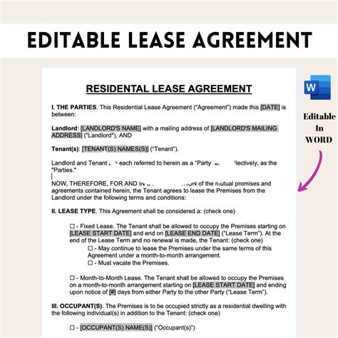 Free Lease Template Word