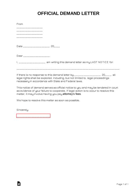Free Letter Of Demand Template