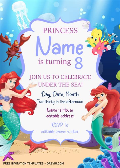 Free Little Mermaid Invitation Templates