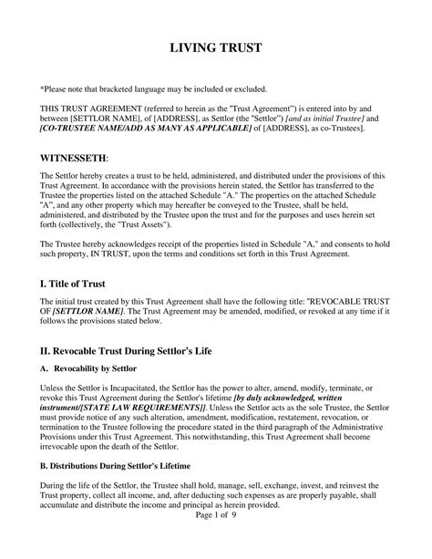 Free Living Trust Templates