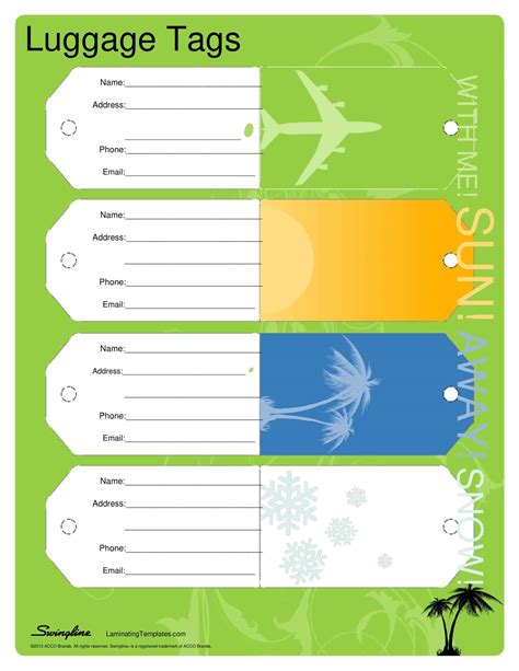 Free Luggage Tag Template