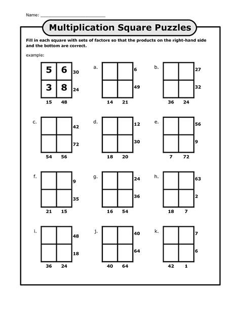 Free Math Puzzles Printable