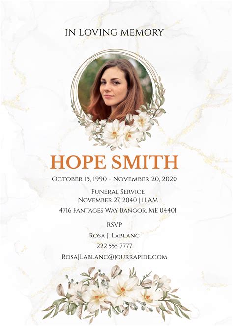 Free Memorial Announcement Template