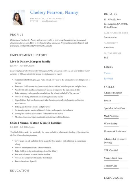 Free Nanny Resume Template