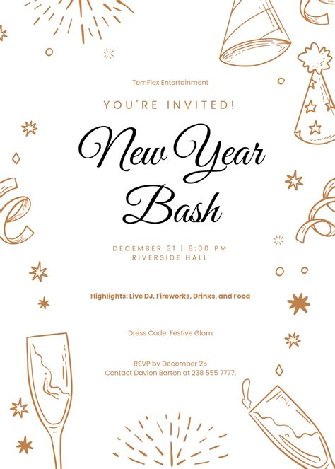 Free New Year Party Invitation Template