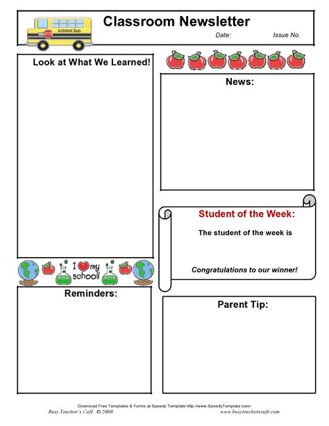Free Newsletter Templates For Teachers