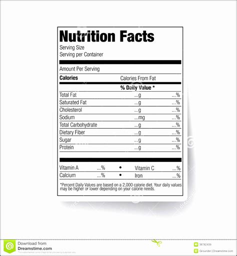 Free Nutrition Facts Template Word