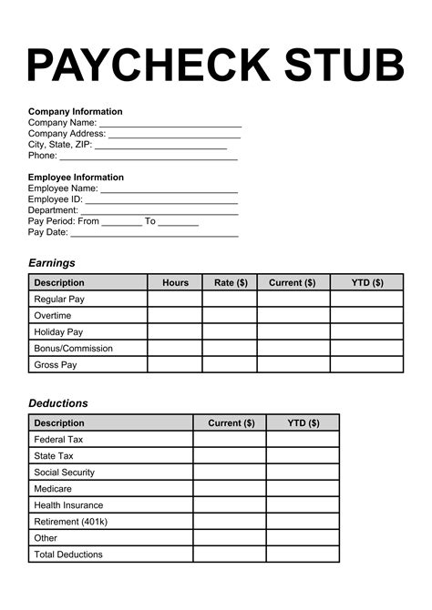 Free Payroll Check Stub Template