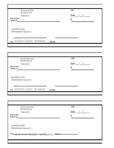 Free Personal Check Template