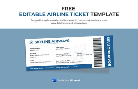 Free Plane Ticket Template