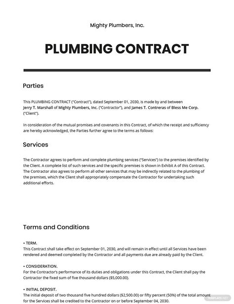 Free Plumbing Contract Template
