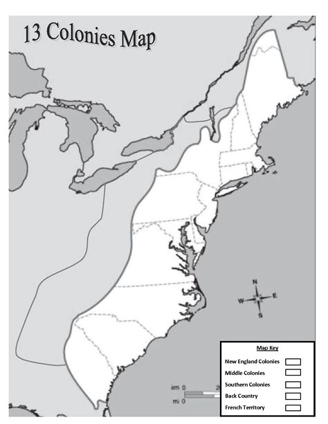 Free Printable 13 Colonies Map