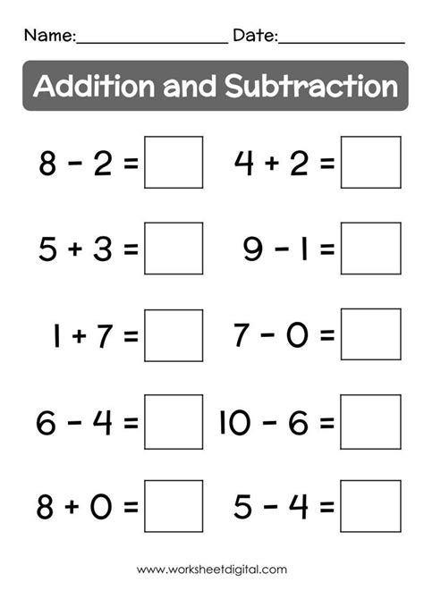 Free Printable Addition And Subtraction Worksheets