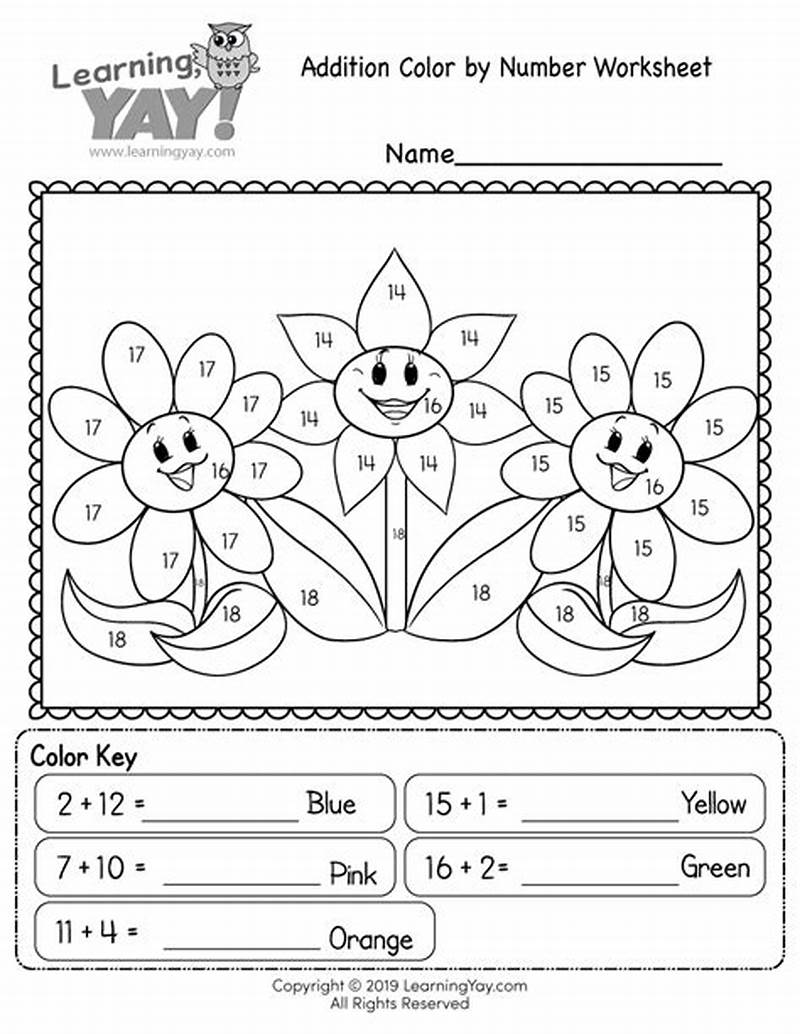 Free Printable Addition Coloring Worksheets For First Grade