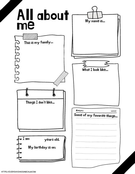 Free Printable All About Me Sheets