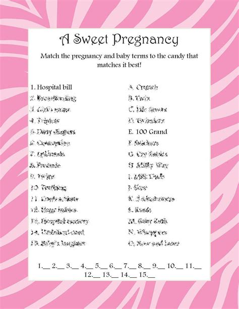 Free Printable Baby Shower Games With Answer Key