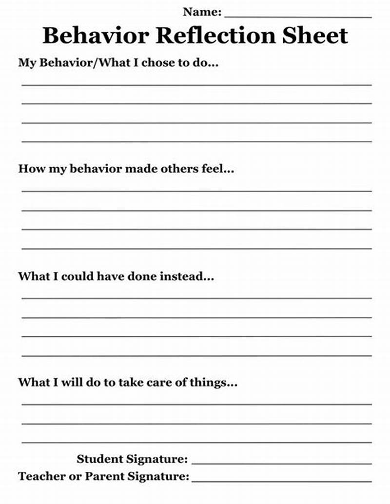Free Printable Behavior Reflection Sheets
