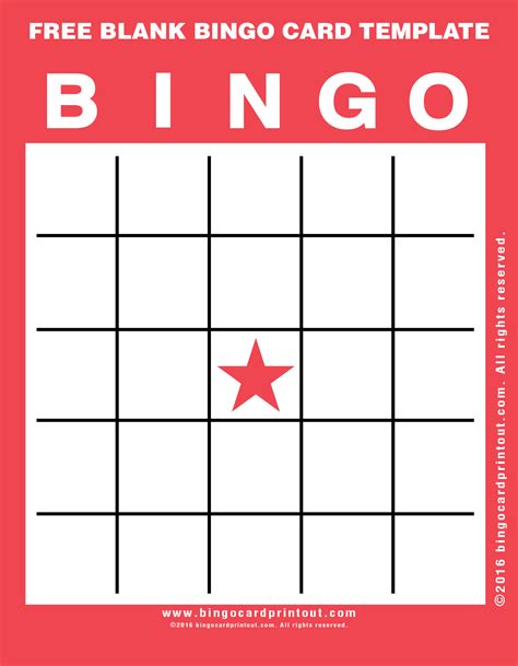 Free Printable Bingo Card Blank