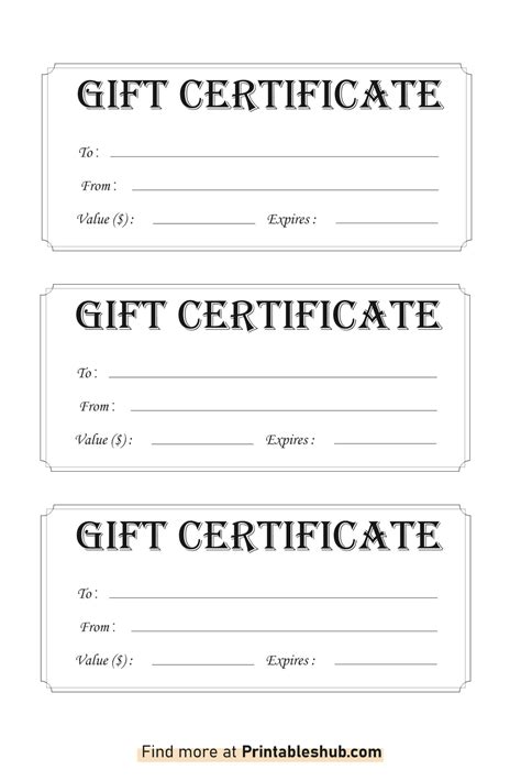 Free Printable Blank Gift Certificates