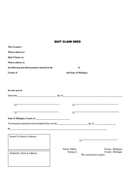 Free Printable Blank Quit Claim Deed Form