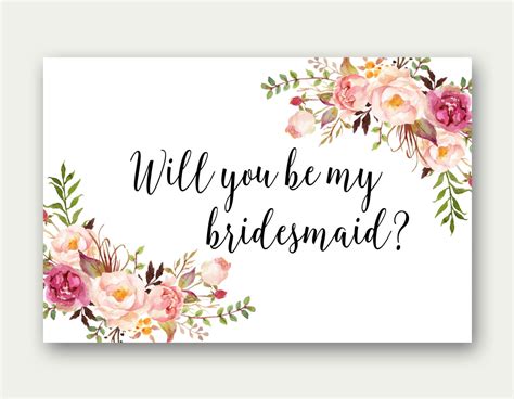 Free Printable Bridesmaid Card Template