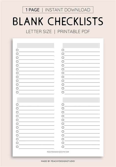 Free Printable Checklist