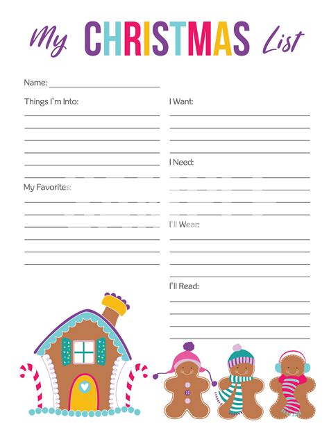 Free Printable Christmas List Template