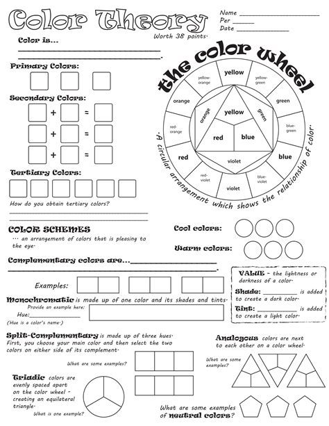Free Printable Color Theory Worksheet