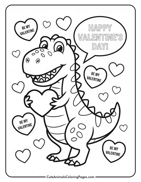 Free Printable Dinosaur Valentine Coloring Pages