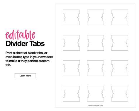 Free Printable Divider Tabs Template