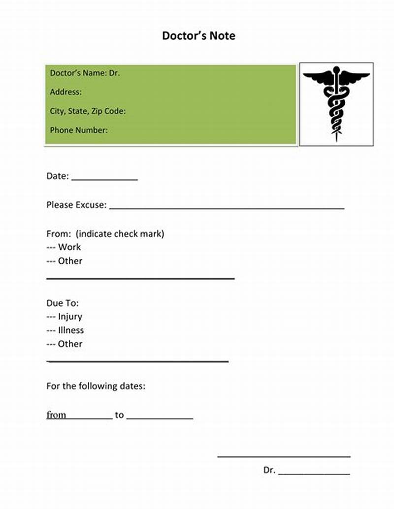 Free Printable Doctors Note For Work