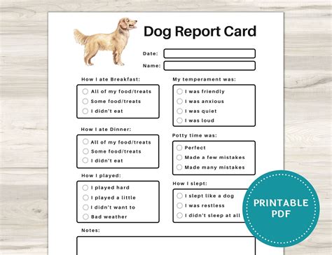 Free Printable Dog Boarding Report Card