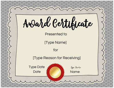 Free Printable Editable Award Certificates For Elementary Students