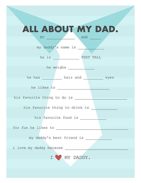 Free Printable Fathers Day Questionnaire