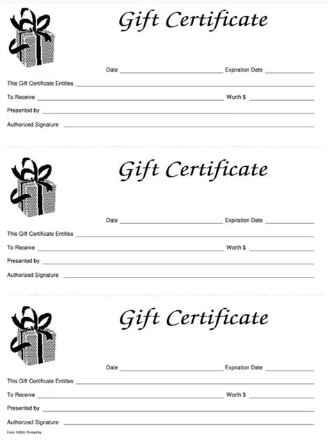 Free Printable Gift Certificate Forms