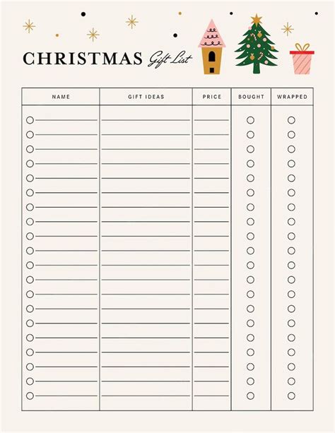 Free Printable Gift List