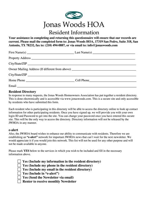Free Printable Hoa Forms And Templates