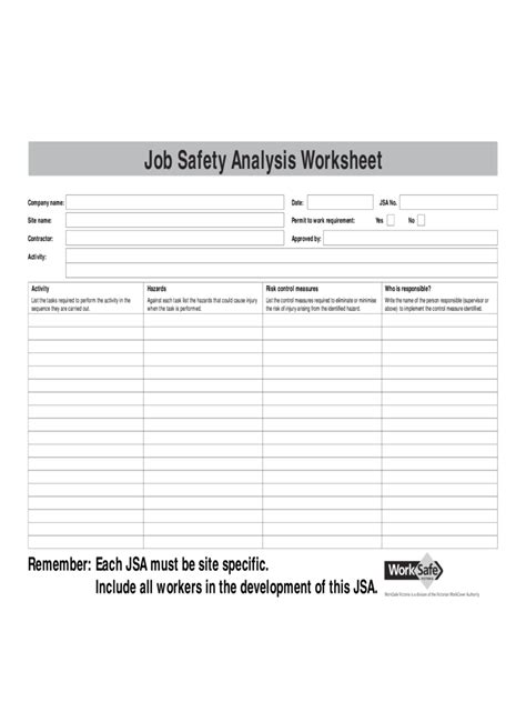 Free Printable Jsa Forms