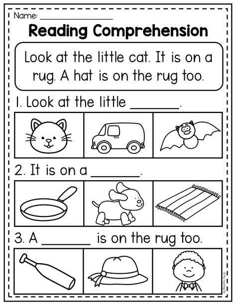 Free Printable Kindergarten Reading Worksheet