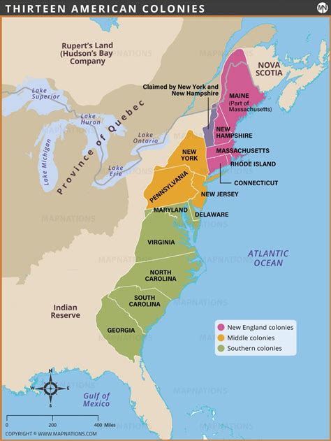 Free Printable Map Of The Thirteen Colonies