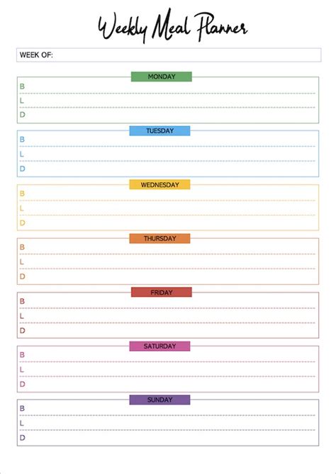 Free Printable Meal Planning