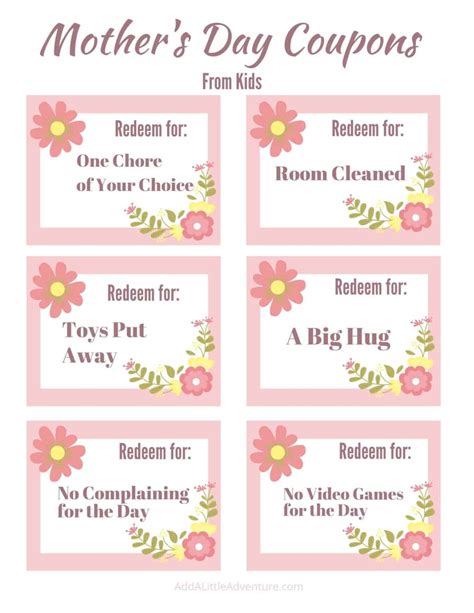 Free Printable Mothers Day Coupons