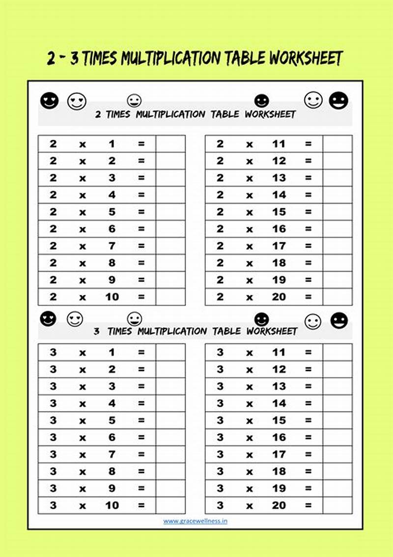 Free Printable Multiplication Table Worksheet