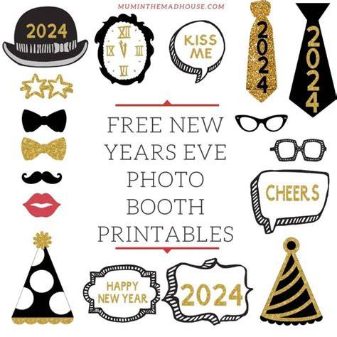 Free Printable New Years Photo Booth Props 2018