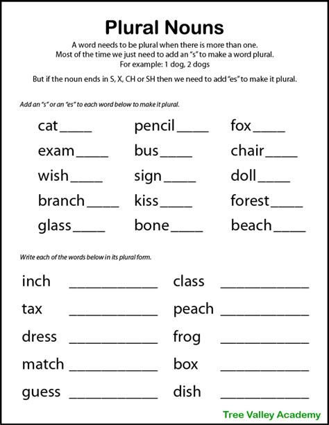 Free Printable Plural Nouns Worksheets For Second Grade