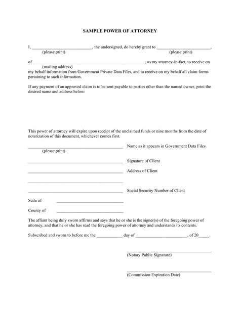 Free Printable Power Of Attorney Form