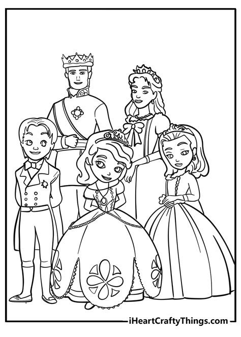Free Printable Princess Sofia With Family Coloring Pages
