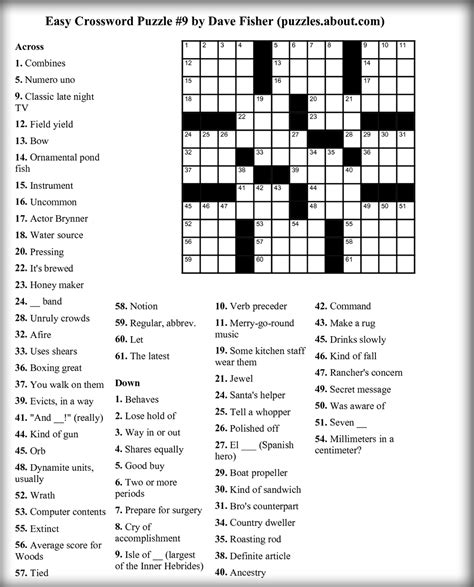 Free Printable Printable Crossword